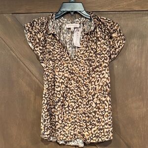 Philosophy Leopard Print Women's Blouse with ruffled accent